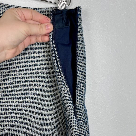Banana Republic Navy Blue and Silver Tweed Academic Preppy Skirt Size: 10 - Picture 7 of 9
